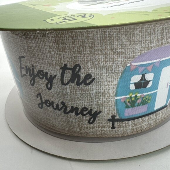 Decorative Wired Ribbon Enjoy The Journey 50 Yd Camper Wreath Craft Members Mark - Picture 9 of 9